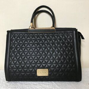 bebe Faux Leather Vegan Structured Handbag Quilted Front